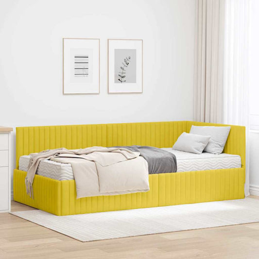 Struttura Letto Angolare con Materasso 2 pcs Giallo Velluto | homemem39
