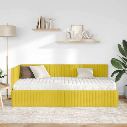 Struttura Letto Angolare con Materasso 2 pcs Giallo Velluto