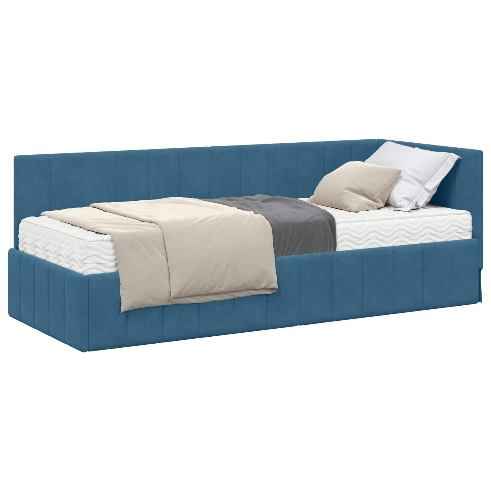 Struttura Letto Angolare con Materasso 2 pcs Blu Velluto | homemem39