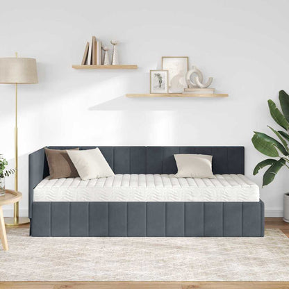 Cornice del letto ad angolo Grigio scuro 80 x 200 cm Velluto