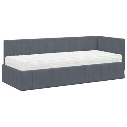 Cornice del letto ad angolo Grigio scuro 80 x 200 cm Velluto
