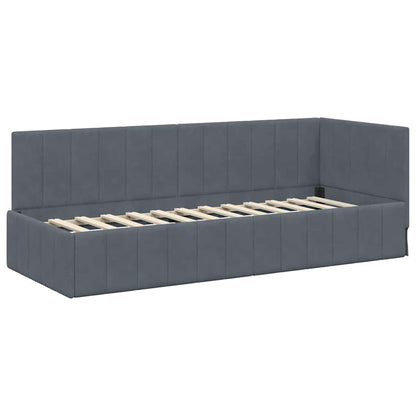 Cornice del letto ad angolo Grigio scuro 80 x 200 cm Velluto