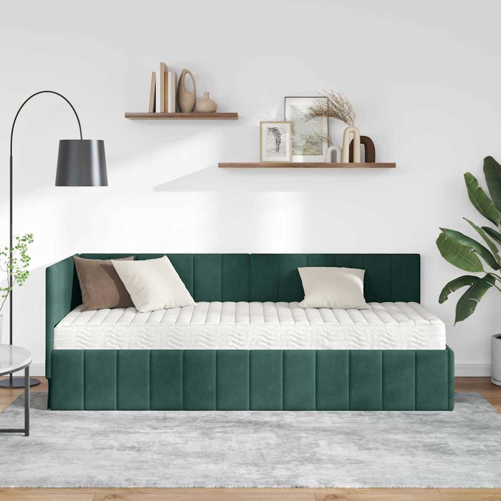 Struttura Letto Angolare con Materasso 2 pcs Verde Velluto | homemem39