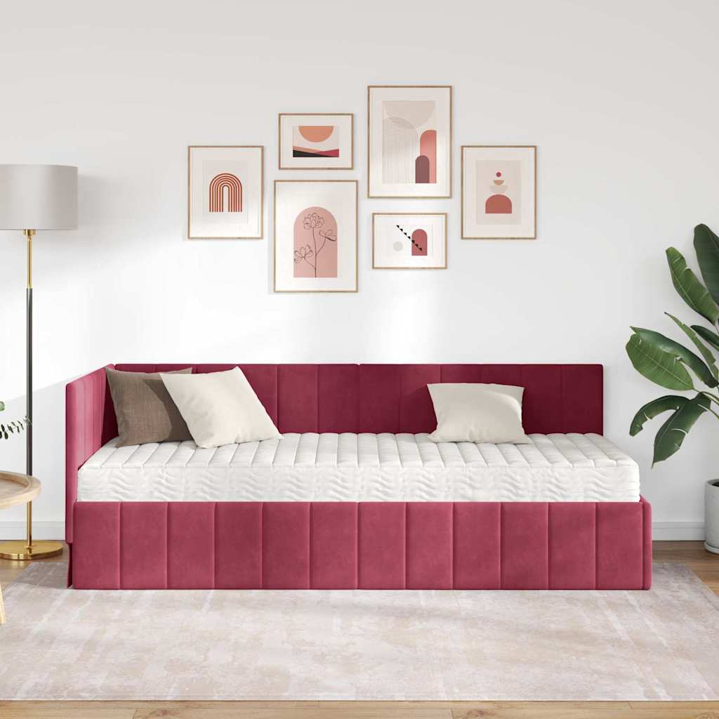 Struttura Letto Angolare con Materasso 2 pcs Verde Velluto | homemem39