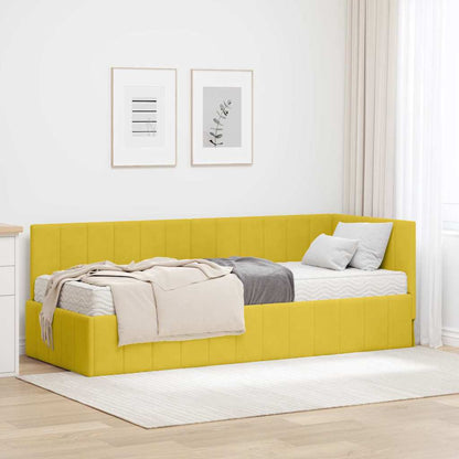 Cornice del letto ad angolo Giallo 80 x 200 cm Velluto