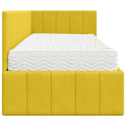 Cornice del letto ad angolo Giallo 80 x 200 cm Velluto