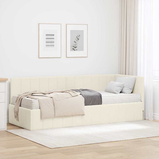 Struttura Letto Angolare con Materasso 2 pz Crema 80 x 200 cm | homemem39