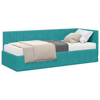 Struttura Letto Angolare con Materasso 2 pcs Turchese Velluto