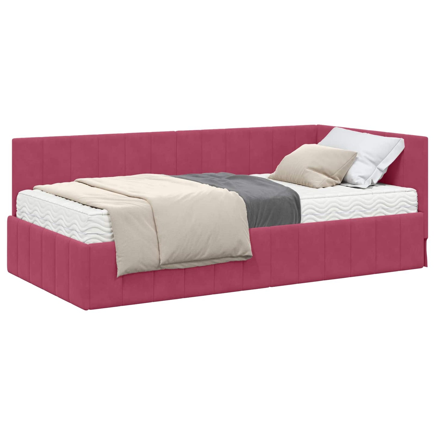 Struttura Letto Angolare con Materasso 2 pz Verde Velluto