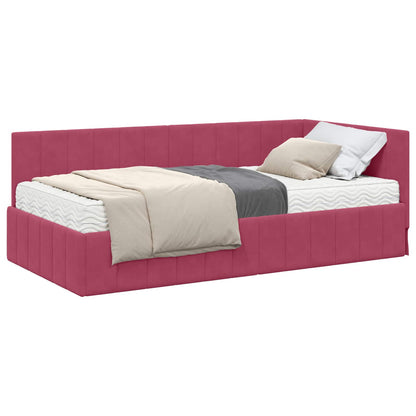Struttura Letto Angolare con Materasso 2 pz Verde Velluto