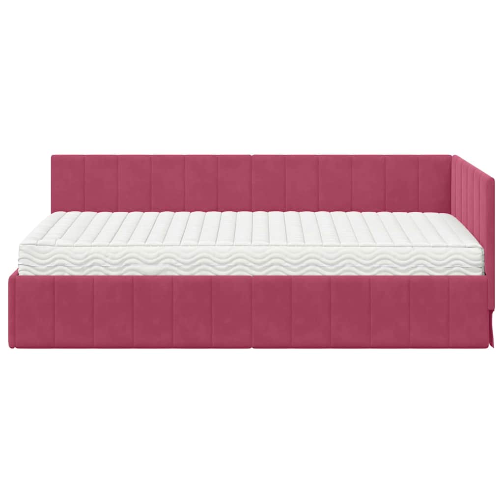 Struttura Letto Angolare con Materasso 2 pz Verde Velluto