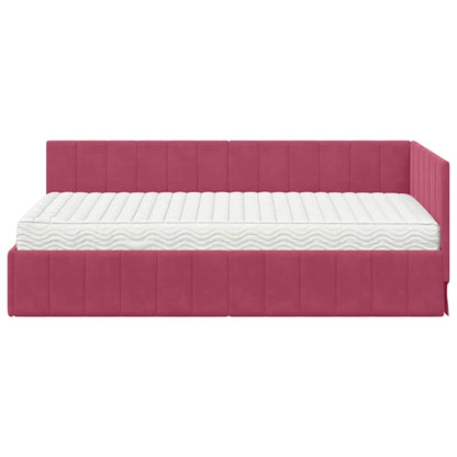 Struttura Letto Angolare con Materasso 2 pz Verde Velluto
