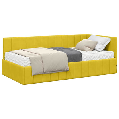 Cornice del letto ad angolo Giallo 90 x 190 cm Velluto