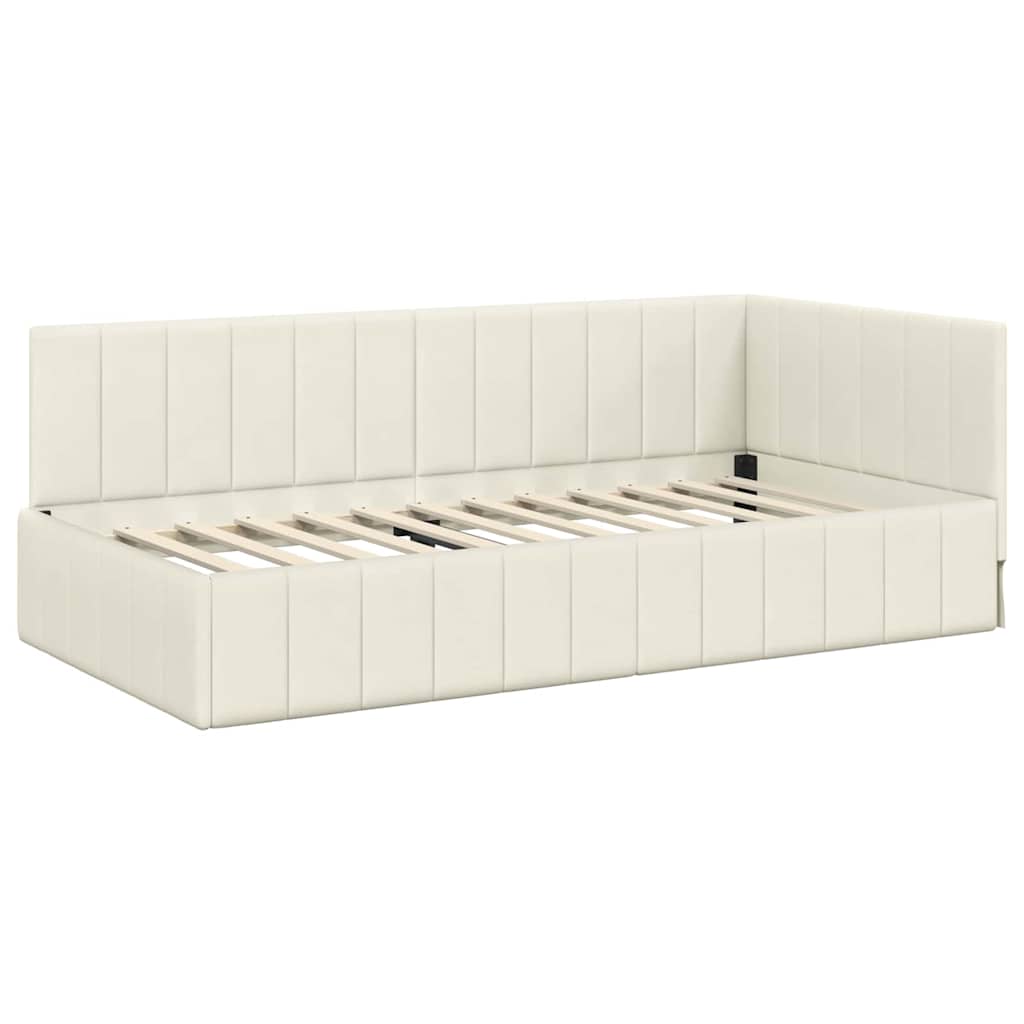 Struttura Letto Angolare con Materasso 2 pcs Crema Velluto | homemem39
