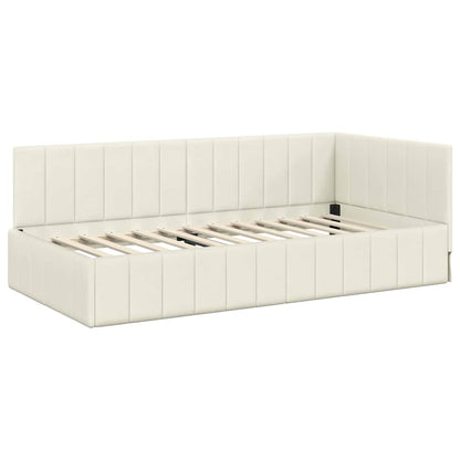 Struttura Letto Angolare con Materasso 2 pcs Crema Velluto | homemem39