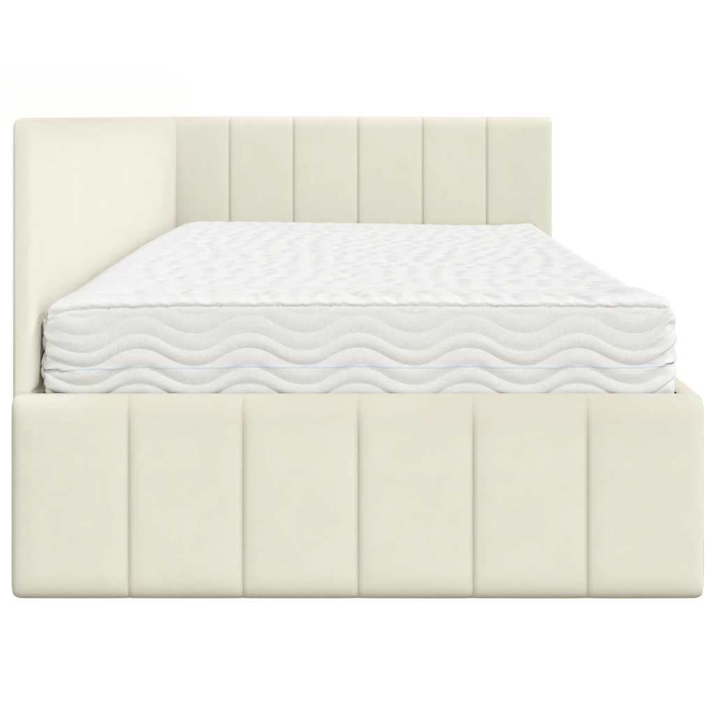 Struttura Letto Angolare con Materasso 2 pcs Crema Velluto | homemem39