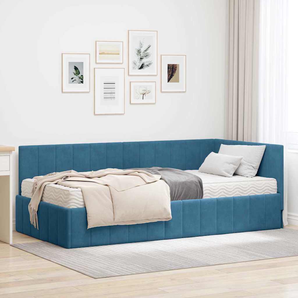 Struttura Letto Angolare con Materasso 2 pcs Blu Velluto | homemem39