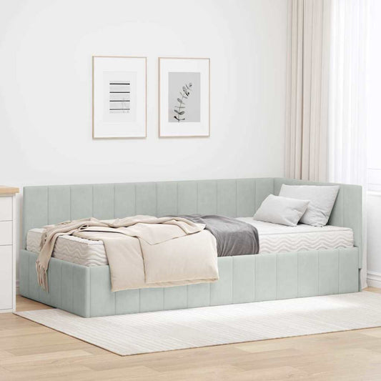 Struttura Letto Angolare con Materasso 2 pcs Grigio chiaro | homemem39