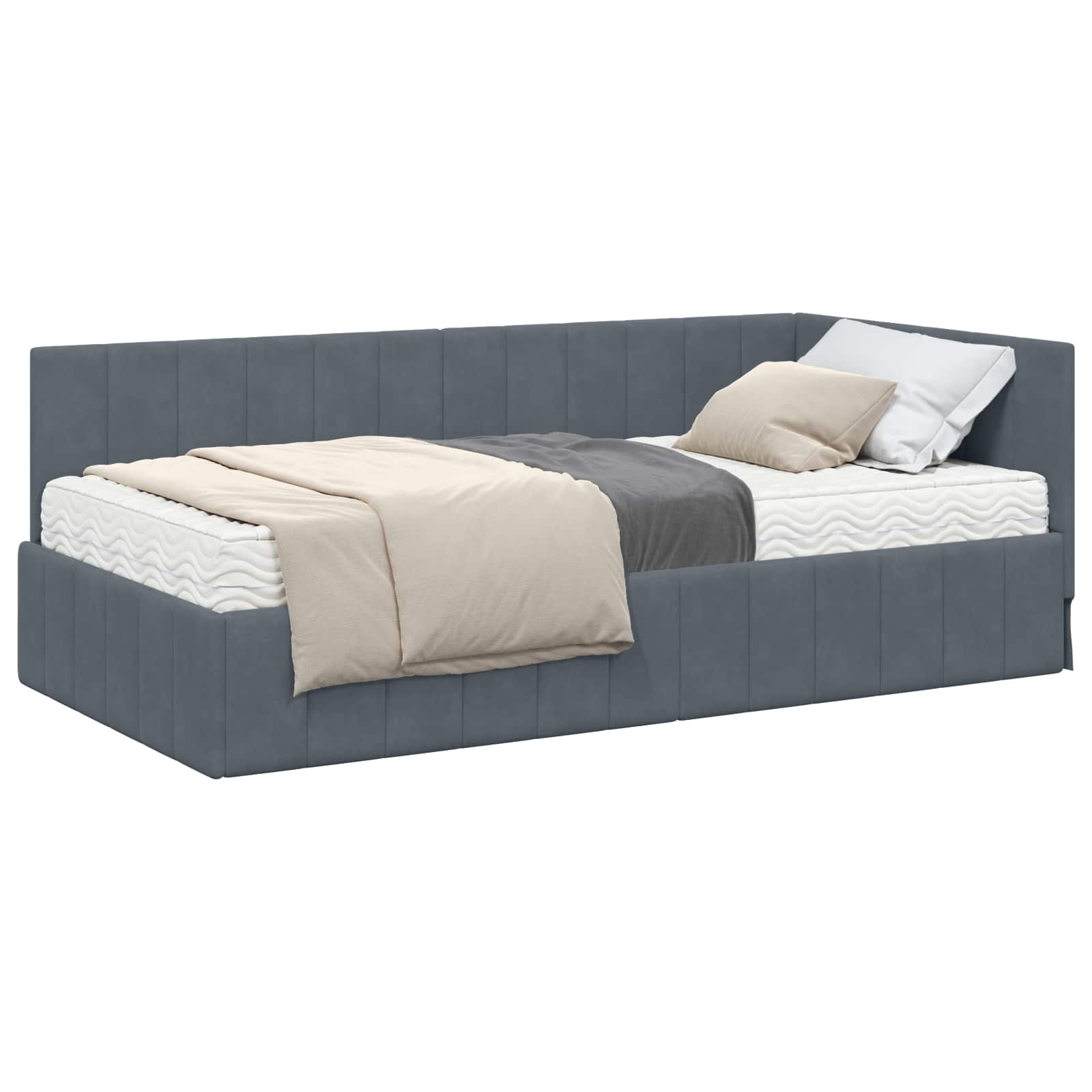Struttura Letto Angolare con Materasso 2 pcs Grigio Velluto - homemem39