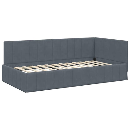 Cornice del letto ad angolo Grigio scuro 90 x 200 cm Velluto