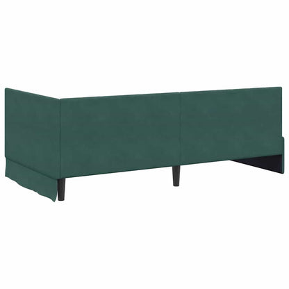 Cornice del letto ad angolo Verde scuro 100 x 200 cm Velluto