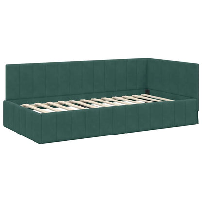 Cornice del letto ad angolo Verde scuro 100 x 200 cm Velluto