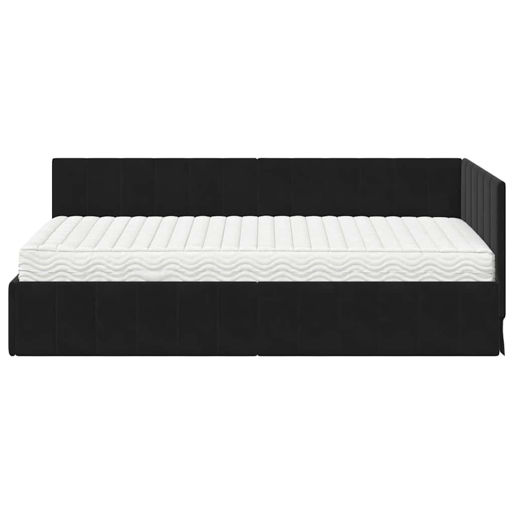Struttura Letto Angolare con Materasso 2 pcs Nero Velluto | homemem39