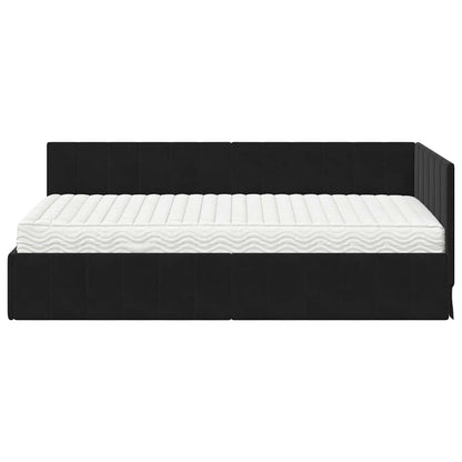 Struttura Letto Angolare con Materasso 2 pcs Nero Velluto | homemem39