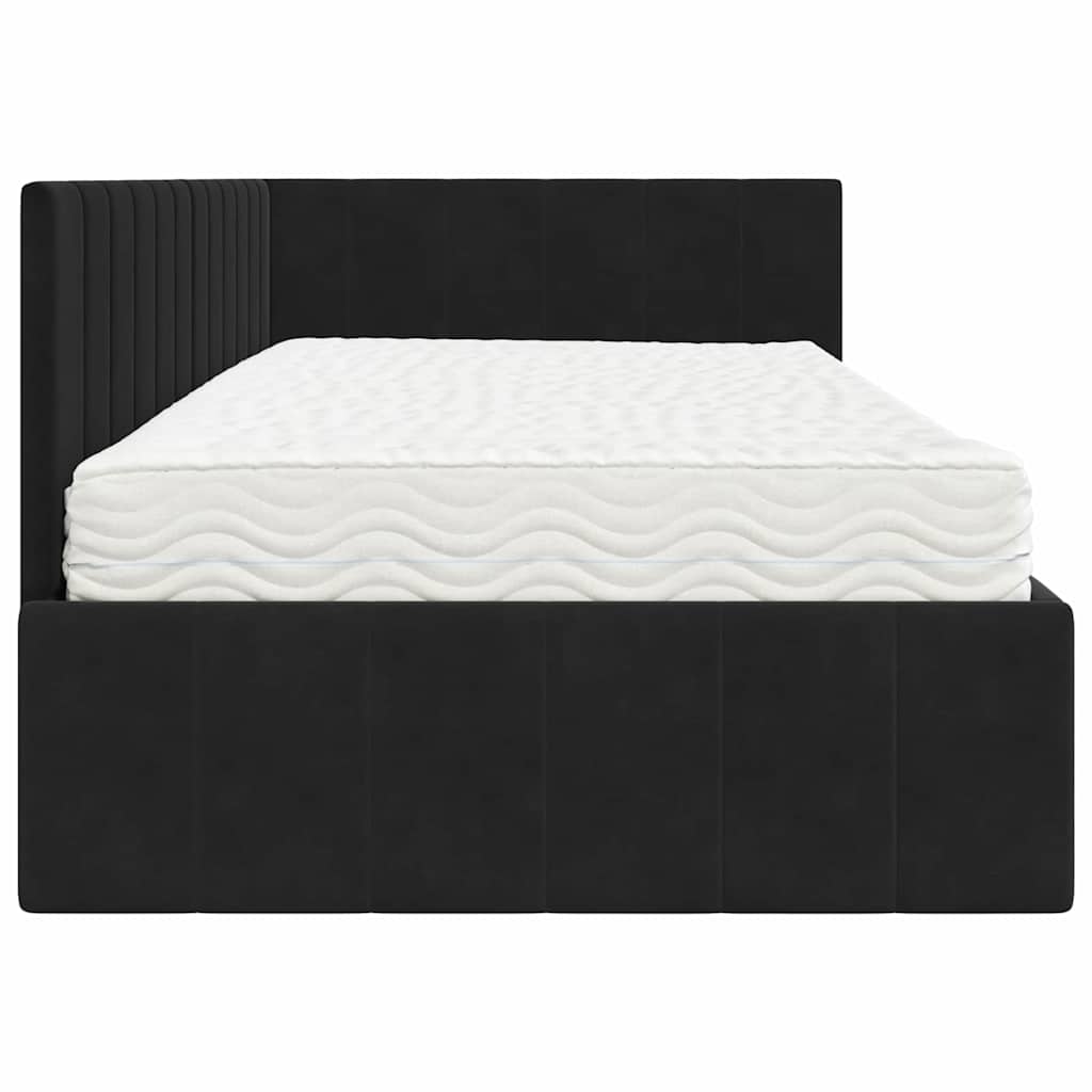 Struttura Letto Angolare con Materasso 2 pcs Nero Velluto | homemem39