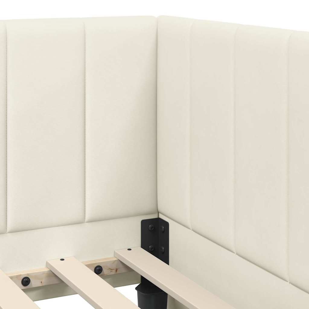 Cornice del letto ad angolo Crema 100 x 200 cm Velluto