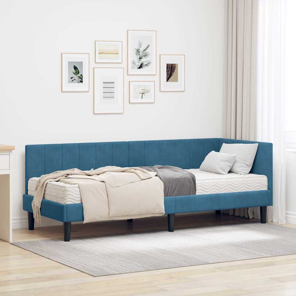Struttura Letto Angolare con Materasso 2 pcs Blu Velluto | homemem39