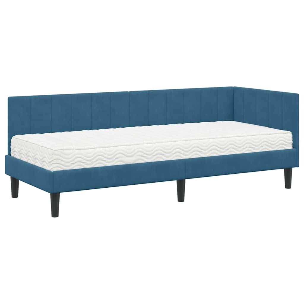 Struttura Letto Angolare con Materasso 2 pcs Blu Velluto | homemem39