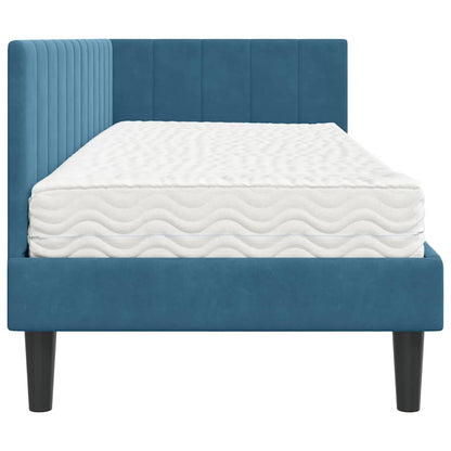 Struttura Letto Angolare con Materasso 2 pcs Blu Velluto | homemem39