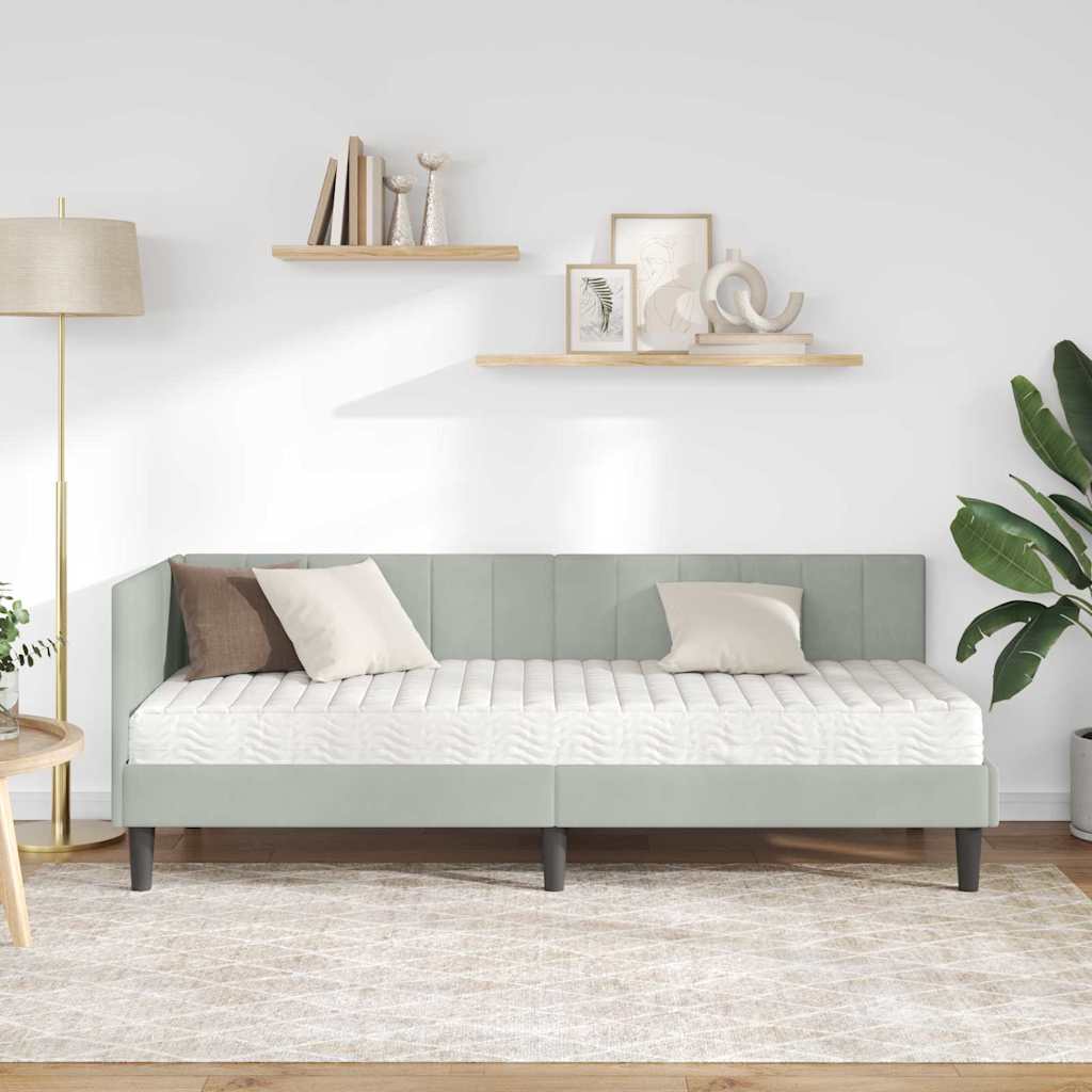 Struttura Letto Angolare con Materasso 2 pcs Grigio chiaro | homemem39