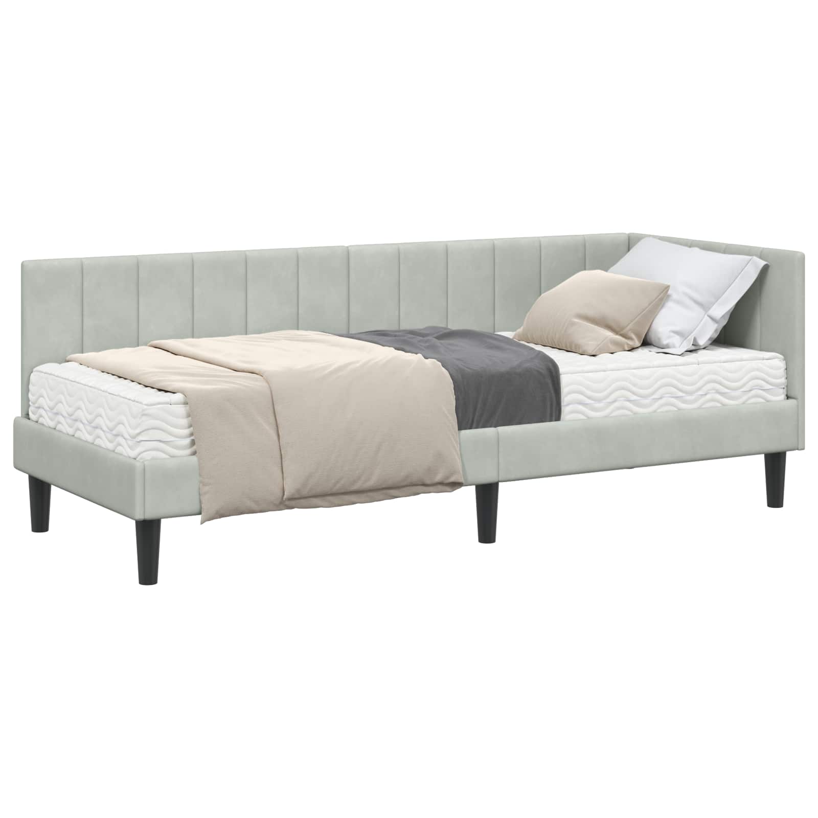 Struttura Letto Angolare con Materasso 2 pcs Grigio chiaro | homemem39