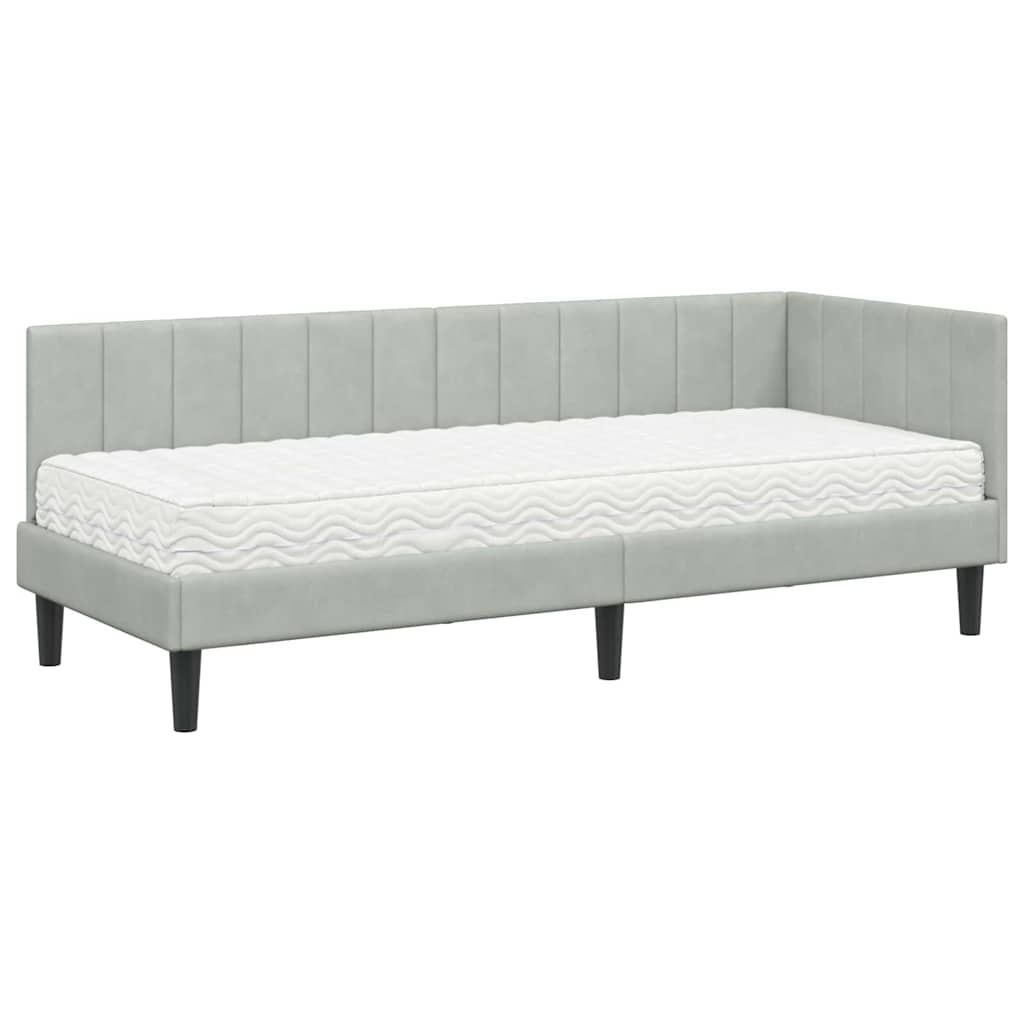 Struttura Letto Angolare con Materasso 2 pcs Grigio chiaro | homemem39