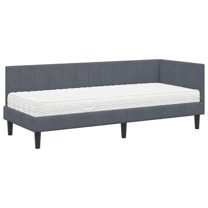 Cornice del letto ad angolo Grigio scuro 80 x 200 cm Velluto
