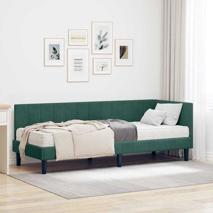 Struttura Letto Angolare con Materasso 2 pcs Verde Velluto