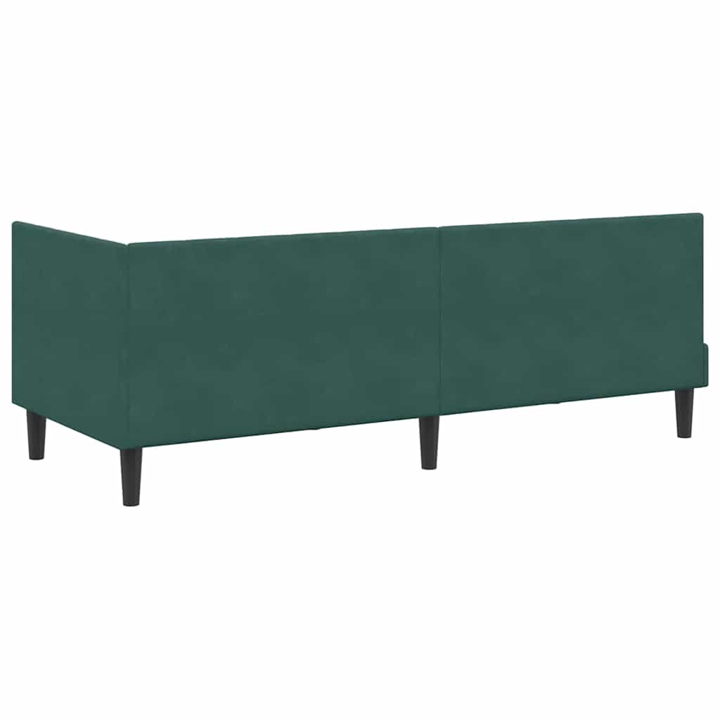 Cornice del letto ad angolo Verde scuro 80 x 200 cm Velluto