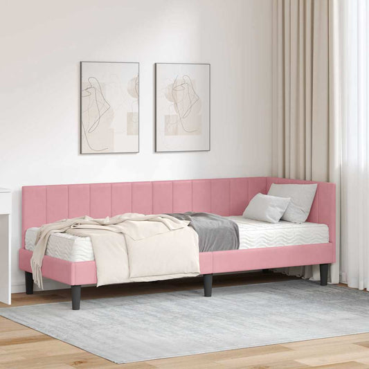 Struttura Letto Angolare con Materasso 2 pcs Grigio Velluto | homemem39