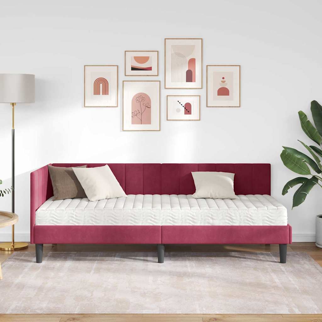 Struttura Letto Angolare con Materasso 2 pcs Verde Velluto | homemem39