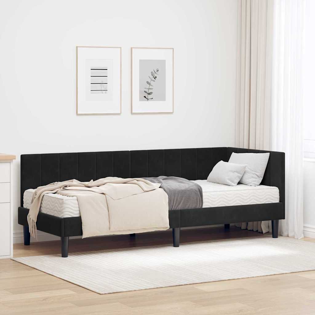 Struttura Letto Angolare con Materasso 2 pcs Nero Velluto | homemem39