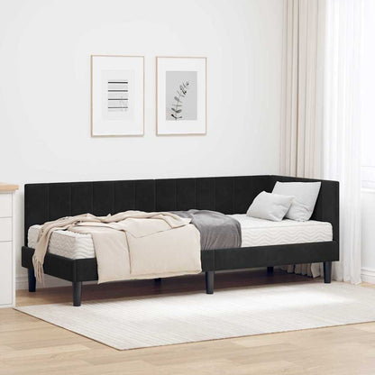 Struttura Letto Angolare con Materasso 2 pcs Nero Velluto | homemem39