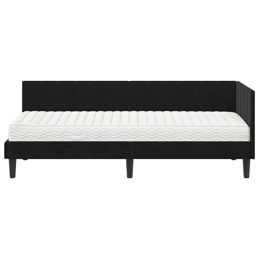 Struttura Letto Angolare con Materasso 2 pcs Nero Velluto | homemem39