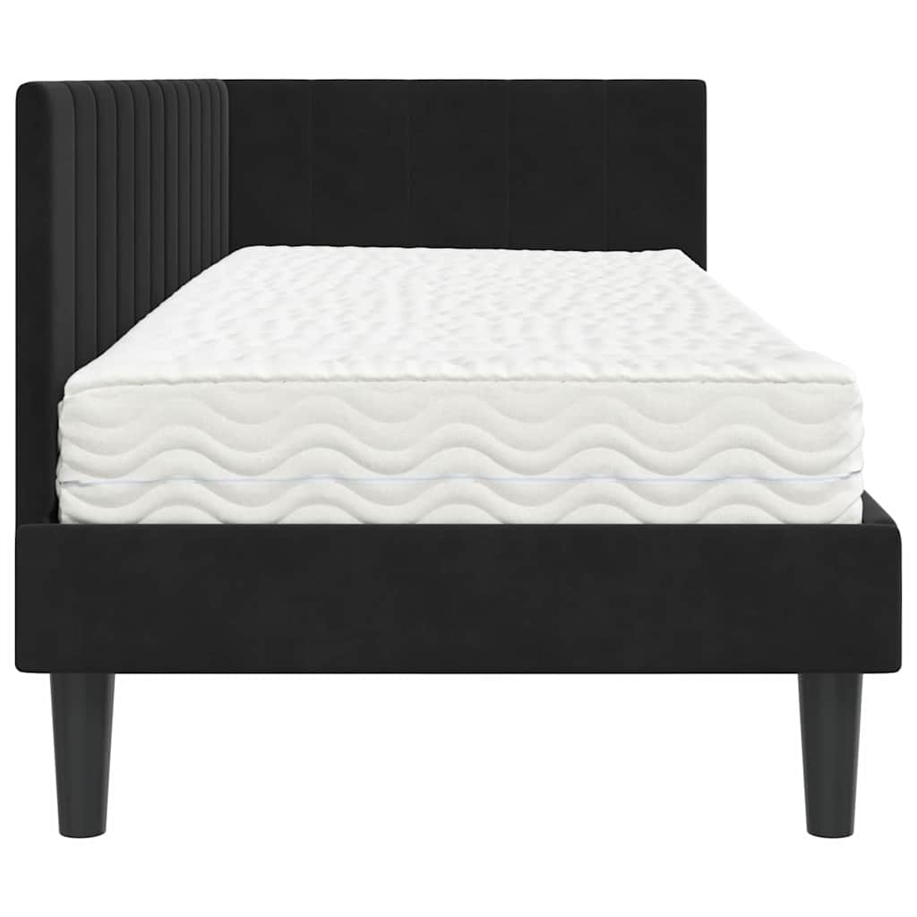 Struttura Letto Angolare con Materasso 2 pcs Nero Velluto | homemem39