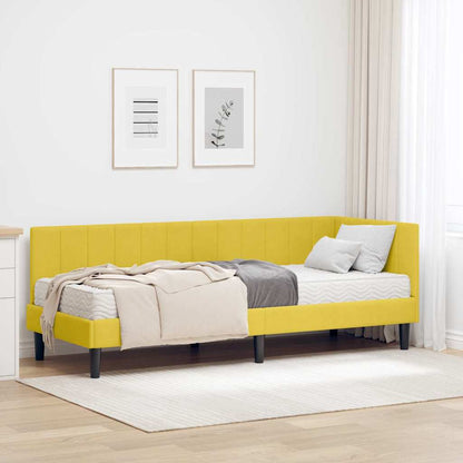 Cornice del letto ad angolo Giallo 80 x 200 cm Velluto