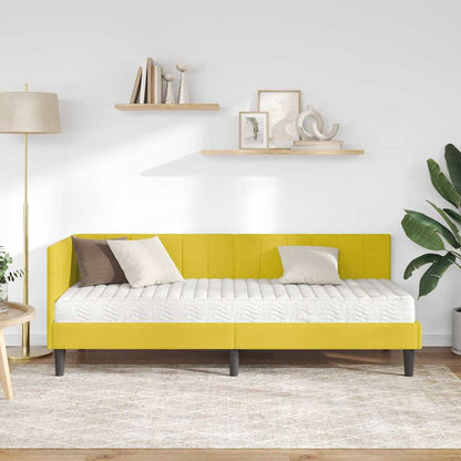 Cornice del letto ad angolo Giallo 80 x 200 cm Velluto