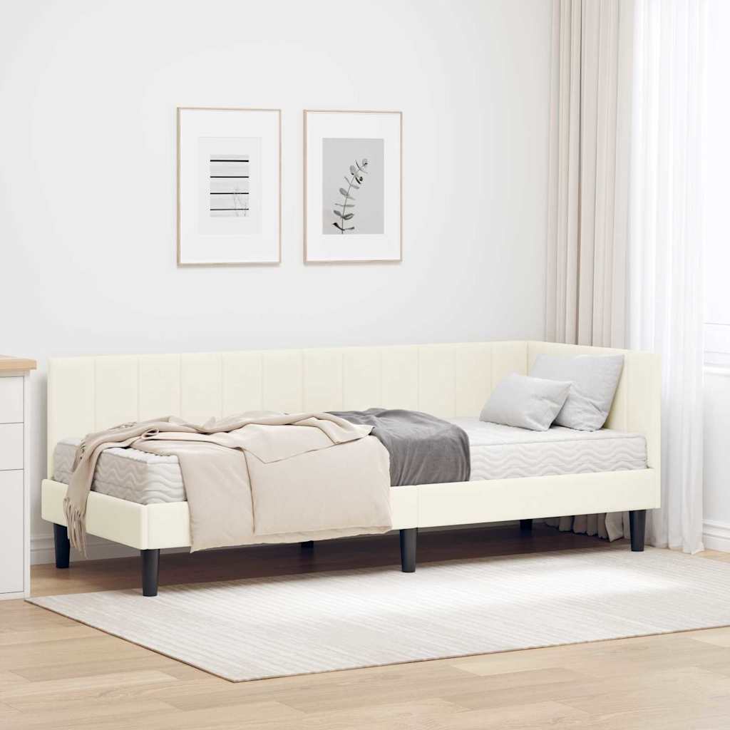 Struttura Letto Angolare con Materasso 2 pcs Crema Velluto