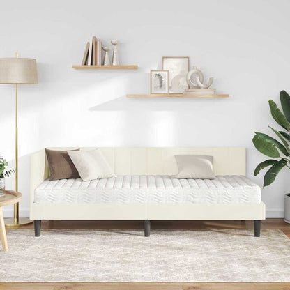 Cornice del letto ad angolo Crema 80 x 200 cm Velluto