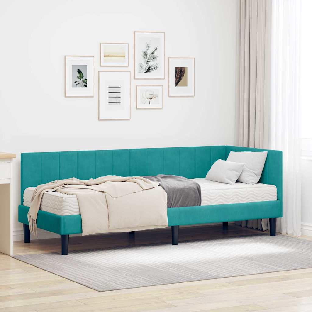 Struttura Letto Angolare con Materasso 2 pcs Turchese Velluto | homemem39